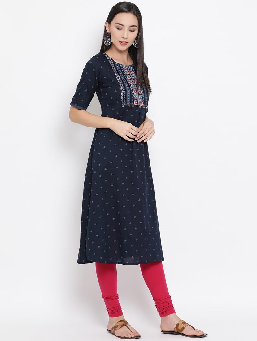 yoke embroidered a-line kurta - 17336594 - Zoom Image - 2