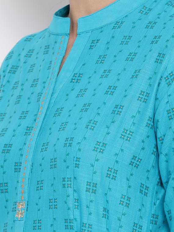 printed a-line kurta - 17336596 - Zoom Image - 4