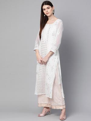 chikankari straight kurta - 17336756 - Standard Image - 2