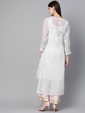 chikankari straight kurta - 17336756 - Standard Image - 3