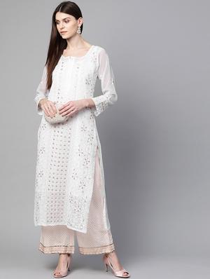 chikankari straight kurta - 17336756 - Standard Image - 4