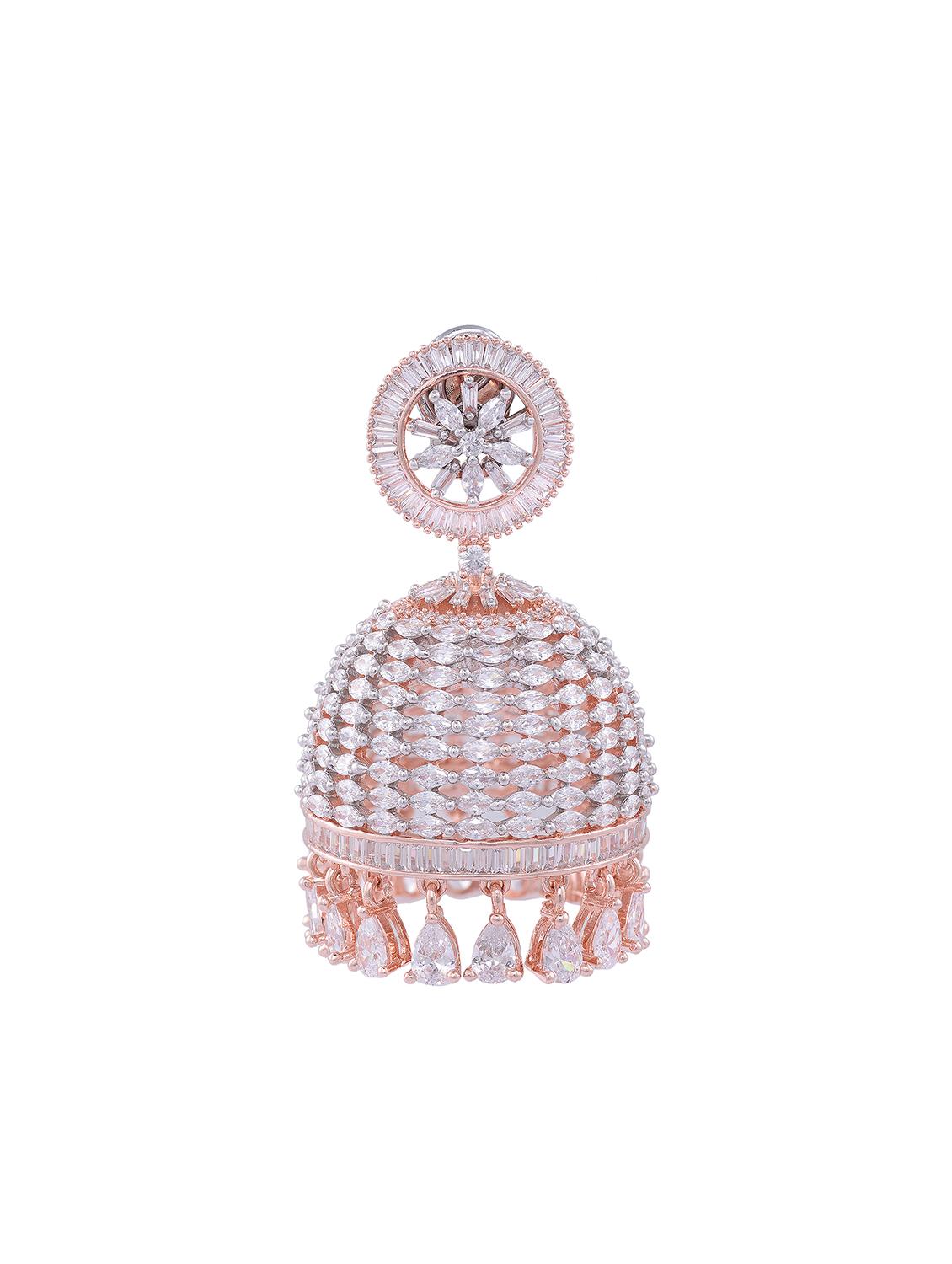 white brass jhumka earring - 17336781 - Zoom Image - 3