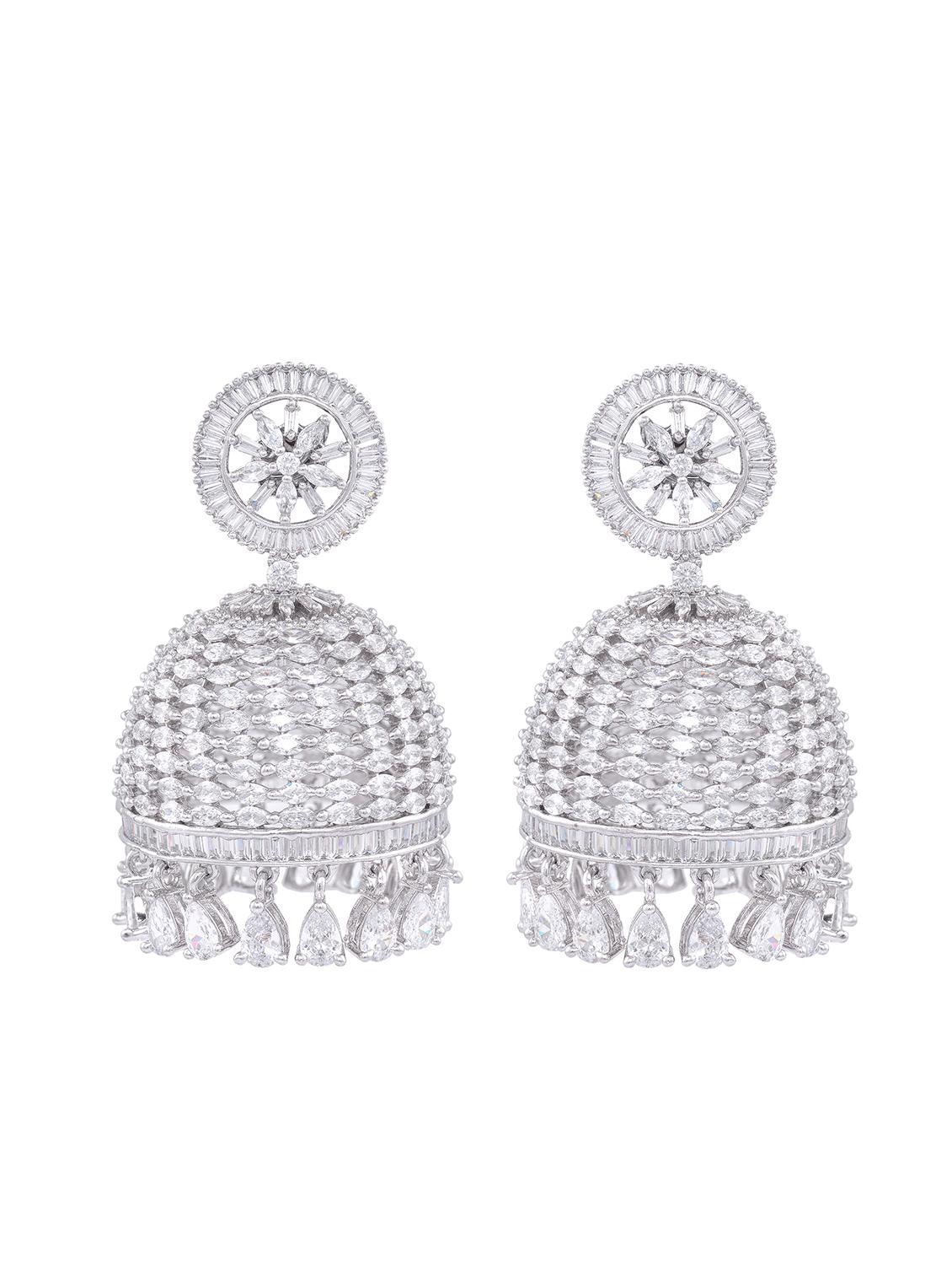 white brass jhumka earring - 17336784 - Zoom Image - 1