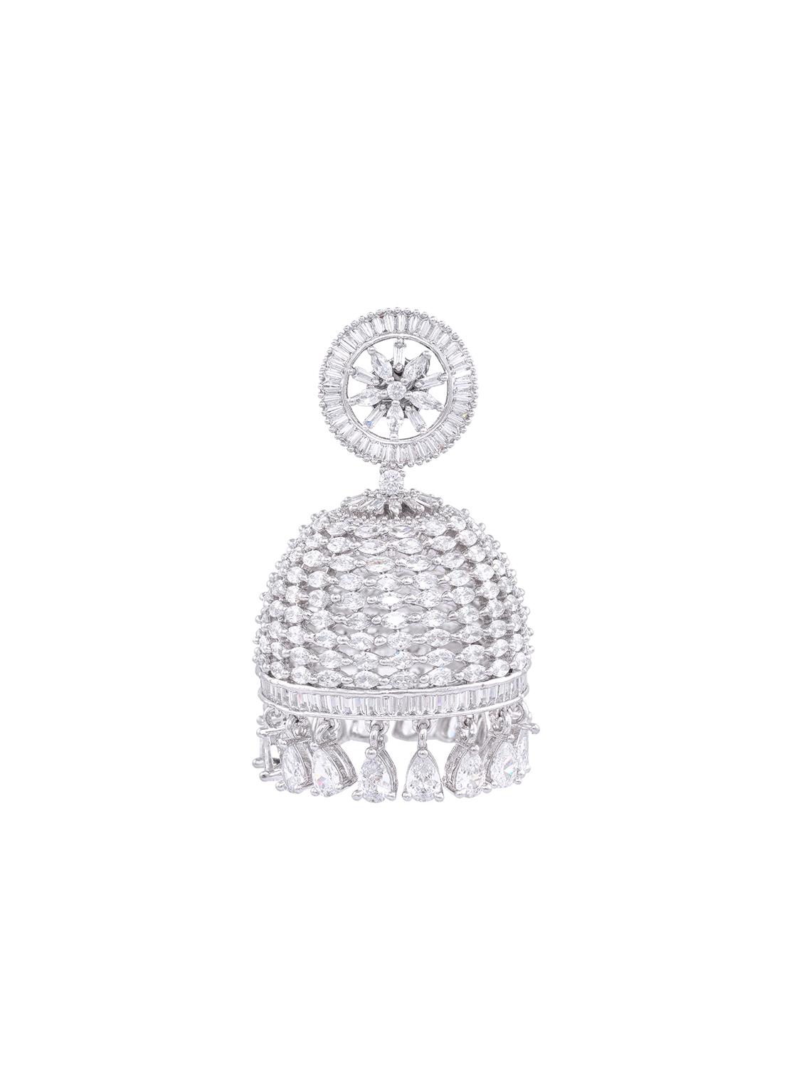 white brass jhumka earring - 17336784 - Zoom Image - 3