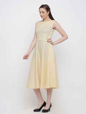 round neck polka dot fit & flare dress - 17336820 - Standard Image - 2
