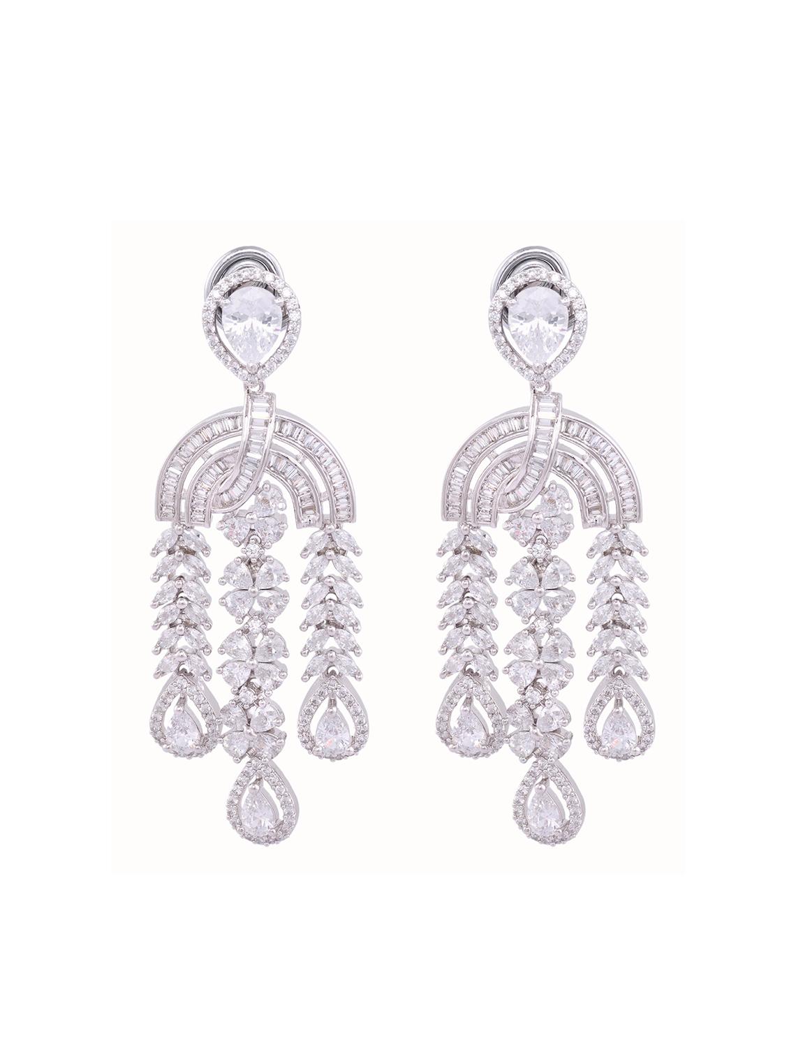white brass drop earring - 17336891 - Zoom Image - 1