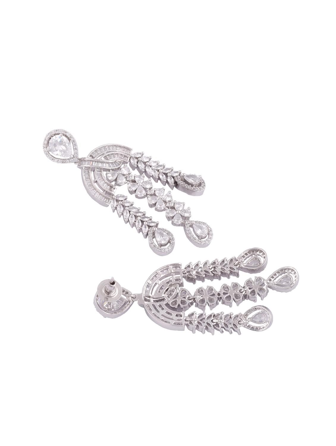 white brass drop earring - 17336891 - Zoom Image - 2
