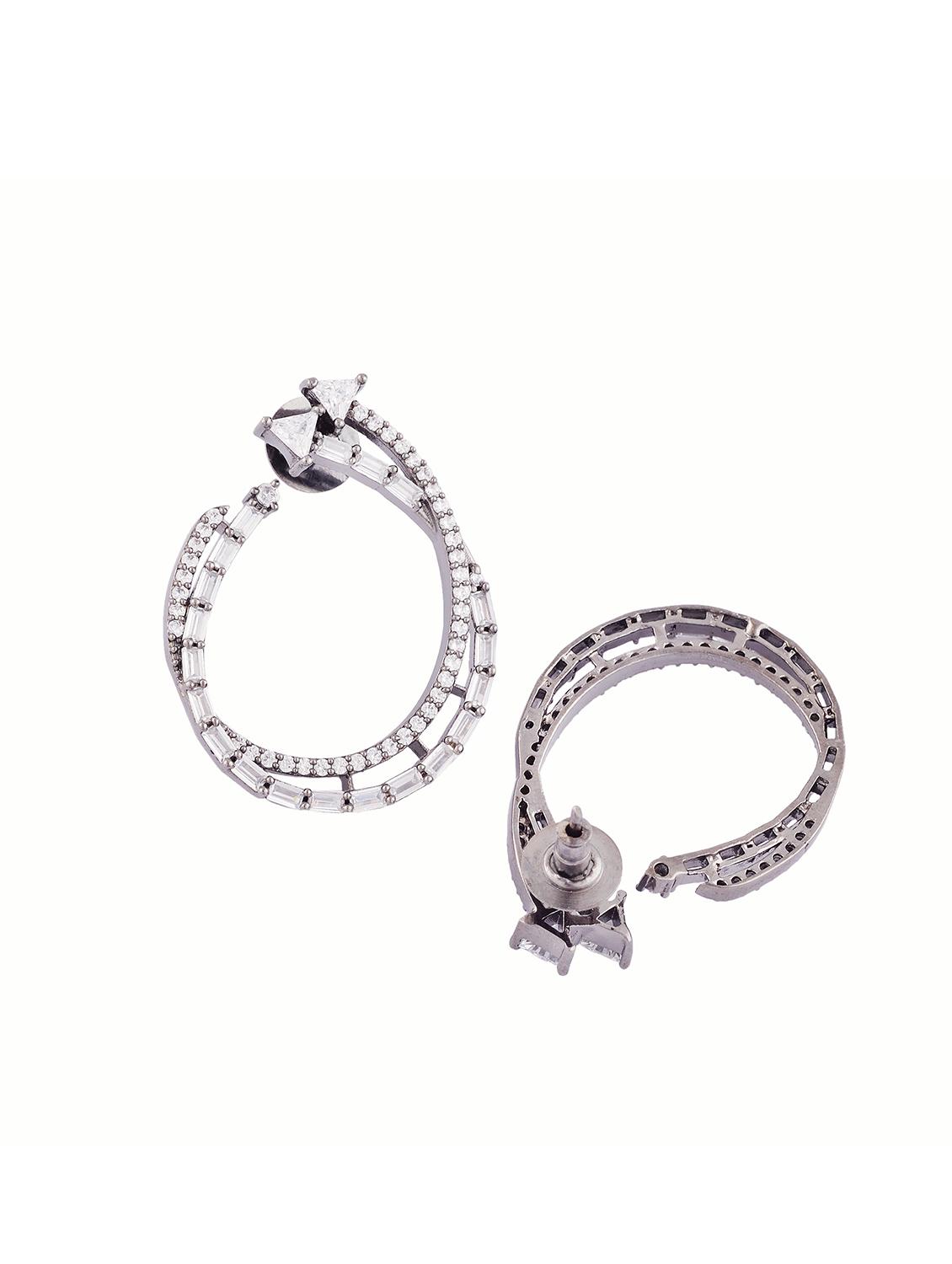 white brass hoop earring - 17336903 - Zoom Image - 2