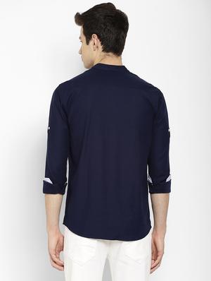 navy blue solid casual shirt - 17336948 - Standard Image - 4