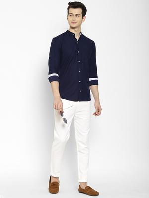 navy blue solid casual shirt - 17336948 - Standard Image - 5