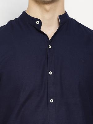 navy blue solid casual shirt - 17336948 - Standard Image - 6