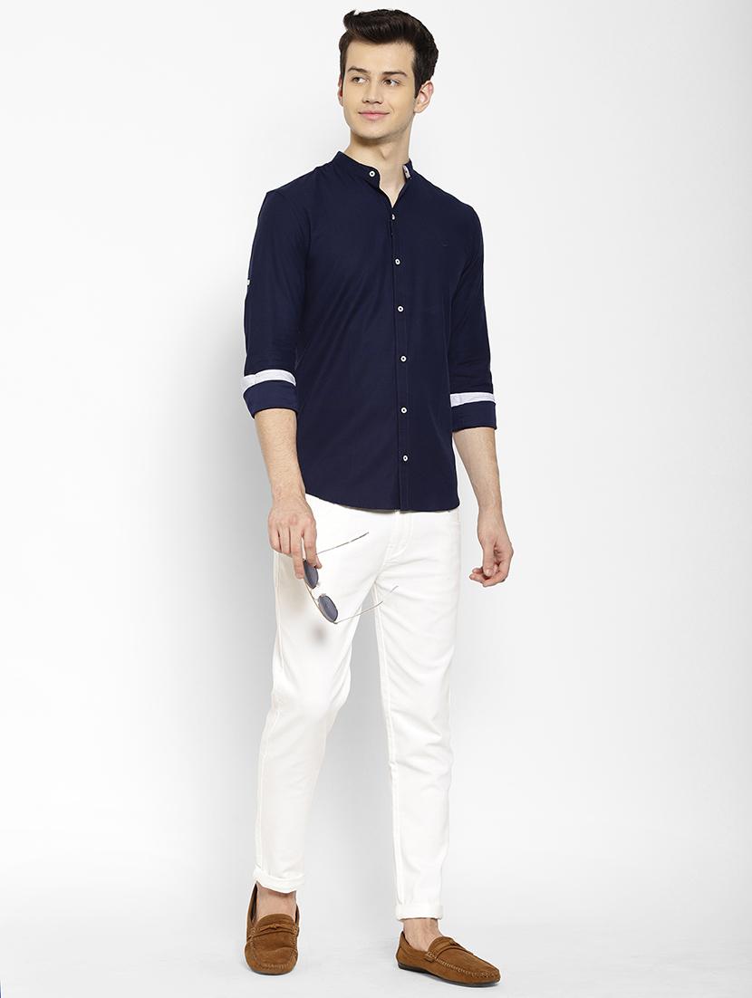 navy blue solid casual shirt - 17336948 - Zoom Image - 5