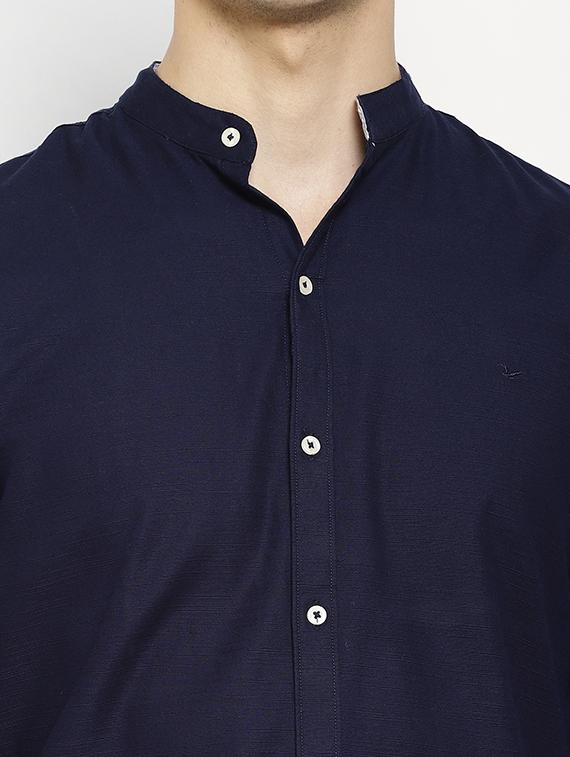 navy blue solid casual shirt - 17336948 - Zoom Image - 6
