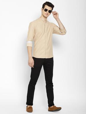 beige solid casual shirt - 17336949 - Standard Image - 5