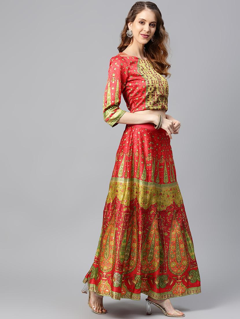 floral print flared lehenga - 17336989 - Zoom Image - 2
