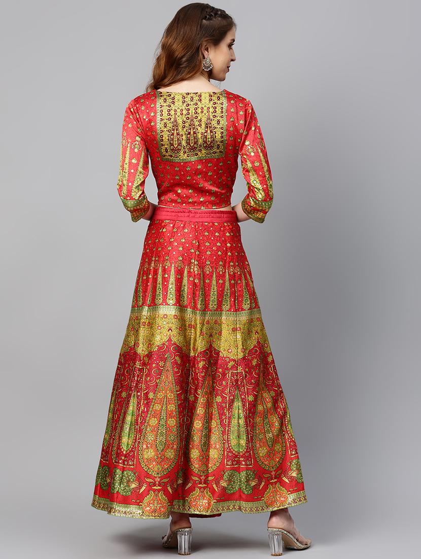 floral print flared lehenga - 17336989 - Zoom Image - 3