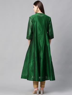 solid sequined anarkali kurta - 17336996 - Standard Image - 3