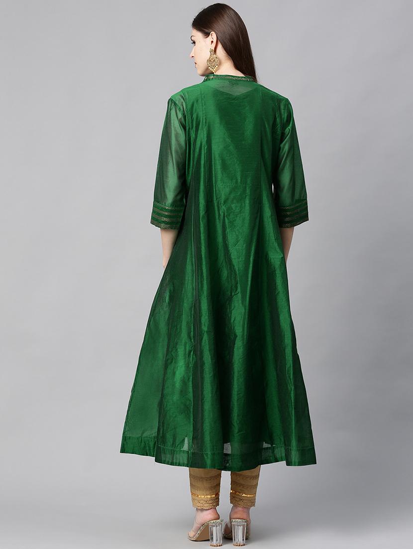 solid sequined anarkali kurta - 17336996 - Zoom Image - 3
