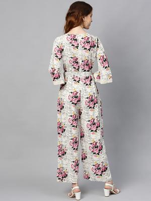 keyhole neck floral jumpsuit - 17337023 - Standard Image - 3