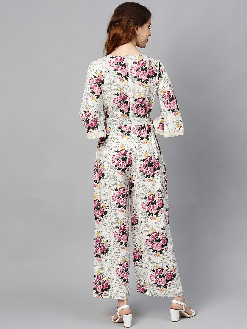 keyhole neck floral jumpsuit - 17337023 - Zoom Image - 3