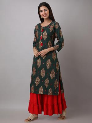 gold print kurta sharara set - 17337043 - Standard Image - 2
