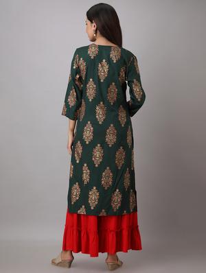 gold print kurta sharara set - 17337043 - Standard Image - 3
