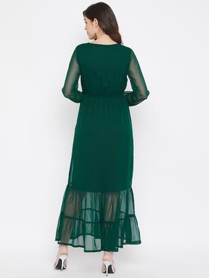 overlap neck bottle green dress - 17337071 - Standard Image - 3