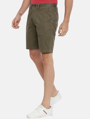 olive green solid bermuda shorts - 17337217 - Standard Image - 2