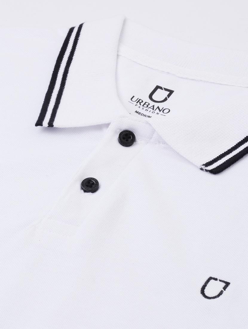 white solid polo t-shirt - 17337363 - Zoom Image - 5