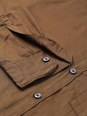 khaki solid casual shirt - 17337395 - Standard Image - 6