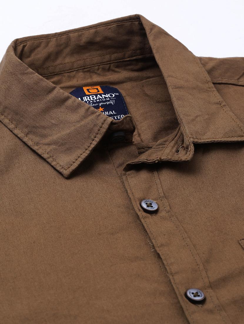 khaki solid casual shirt - 17337395 - Zoom Image - 5