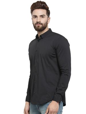 black solid casual shirt - 17337442 - Standard Image - 2