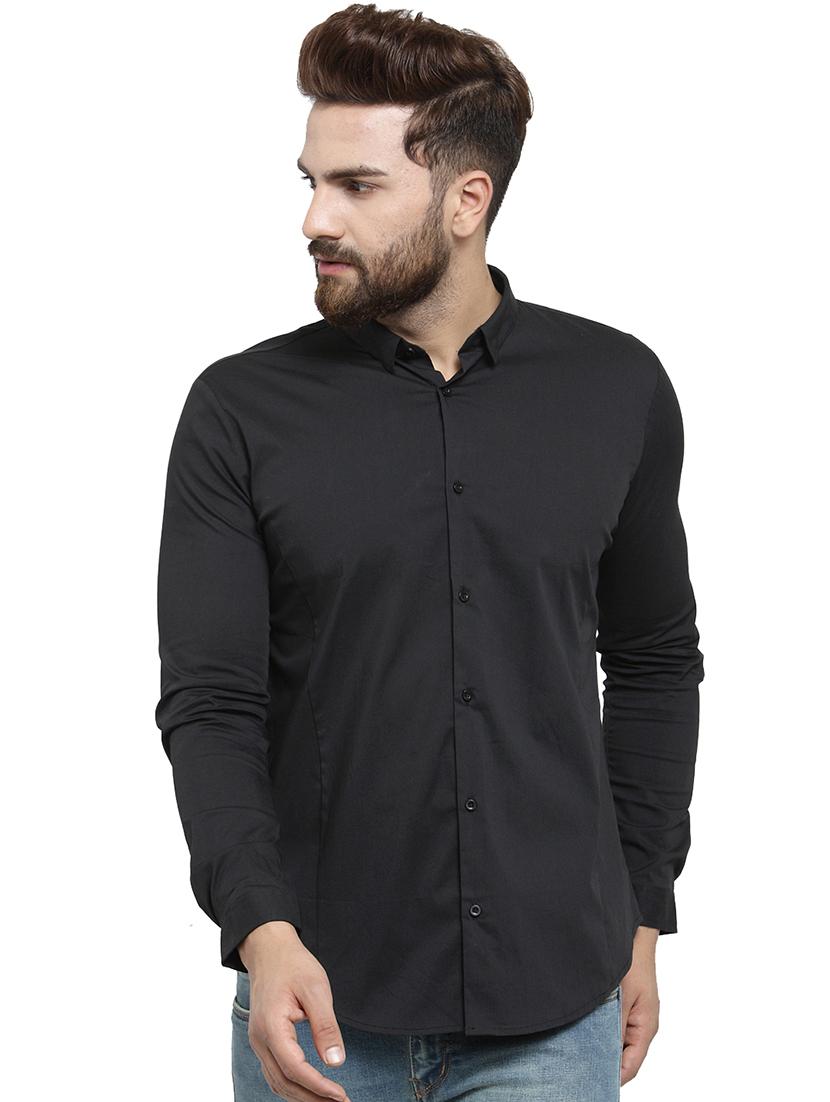 black solid casual shirt - 17337442 - Zoom Image - 1