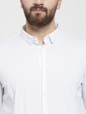 white solid casual shirt - 17337444 - Standard Image - 4