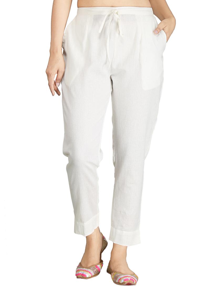 drawstring waist peg trousers - 17337551 - Zoom Image - 1