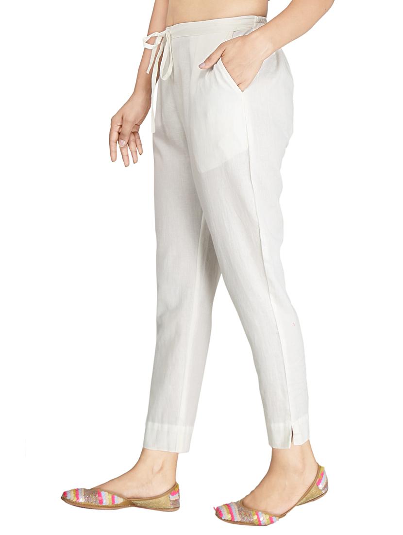drawstring waist peg trousers - 17337551 - Zoom Image - 2