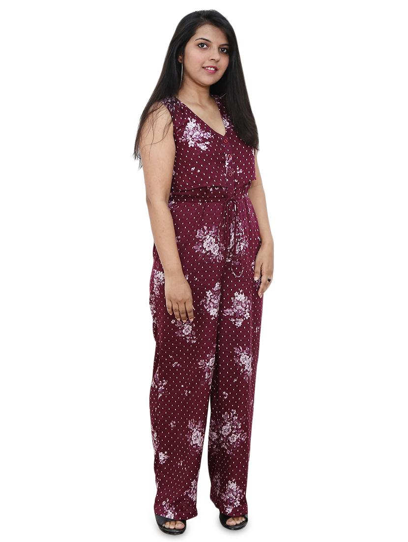 drawstring waist printed jumpsuit - 17337565 - Zoom Image - 1