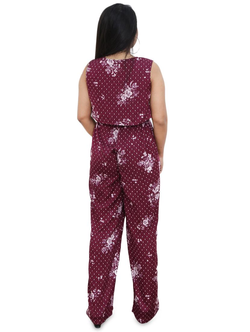 drawstring waist printed jumpsuit - 17337565 - Zoom Image - 3