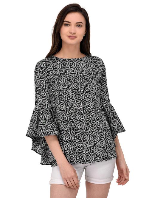 bell sleeved printed top - 17338528 - Very Small Image - 1