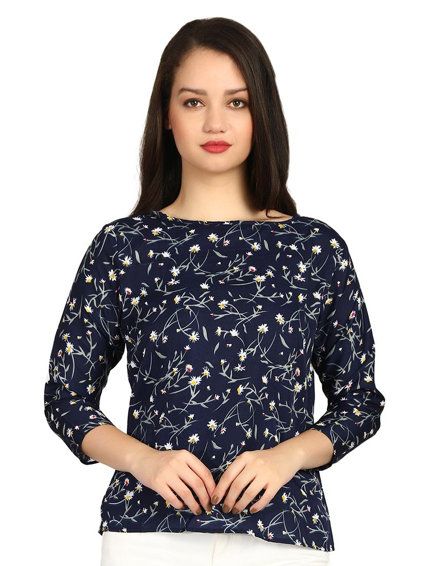 round neck floral top - 17338534 - Zoom Image - 1