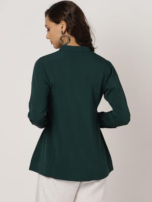 mandarin neck gather detail top - 17338613 - Standard Image - 2