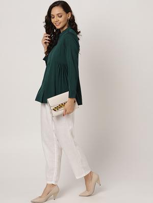mandarin neck gather detail top - 17338613 - Standard Image - 3