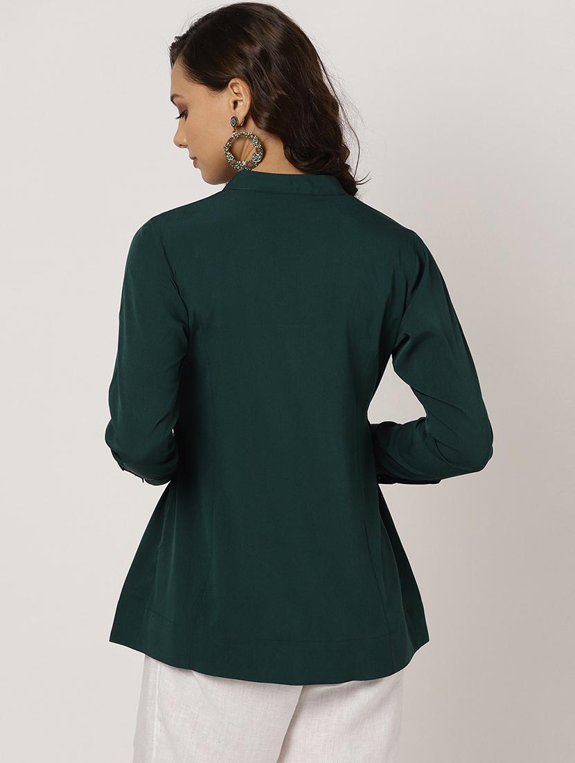 mandarin neck gather detail top - 17338613 - Zoom Image - 2