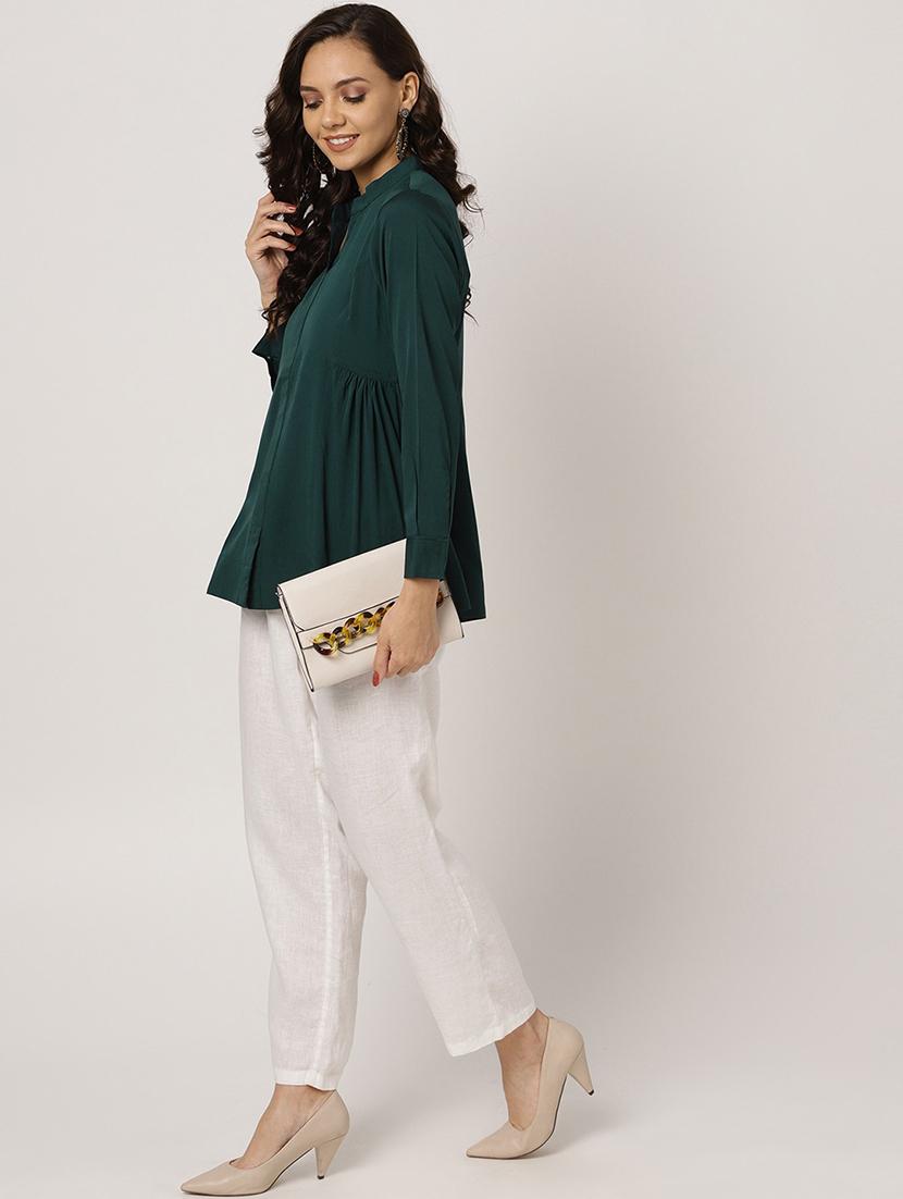 mandarin neck gather detail top - 17338613 - Zoom Image - 3