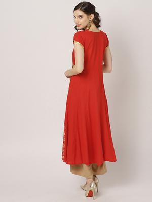 golden lace anarkali kurta - 17338778 - Standard Image - 3