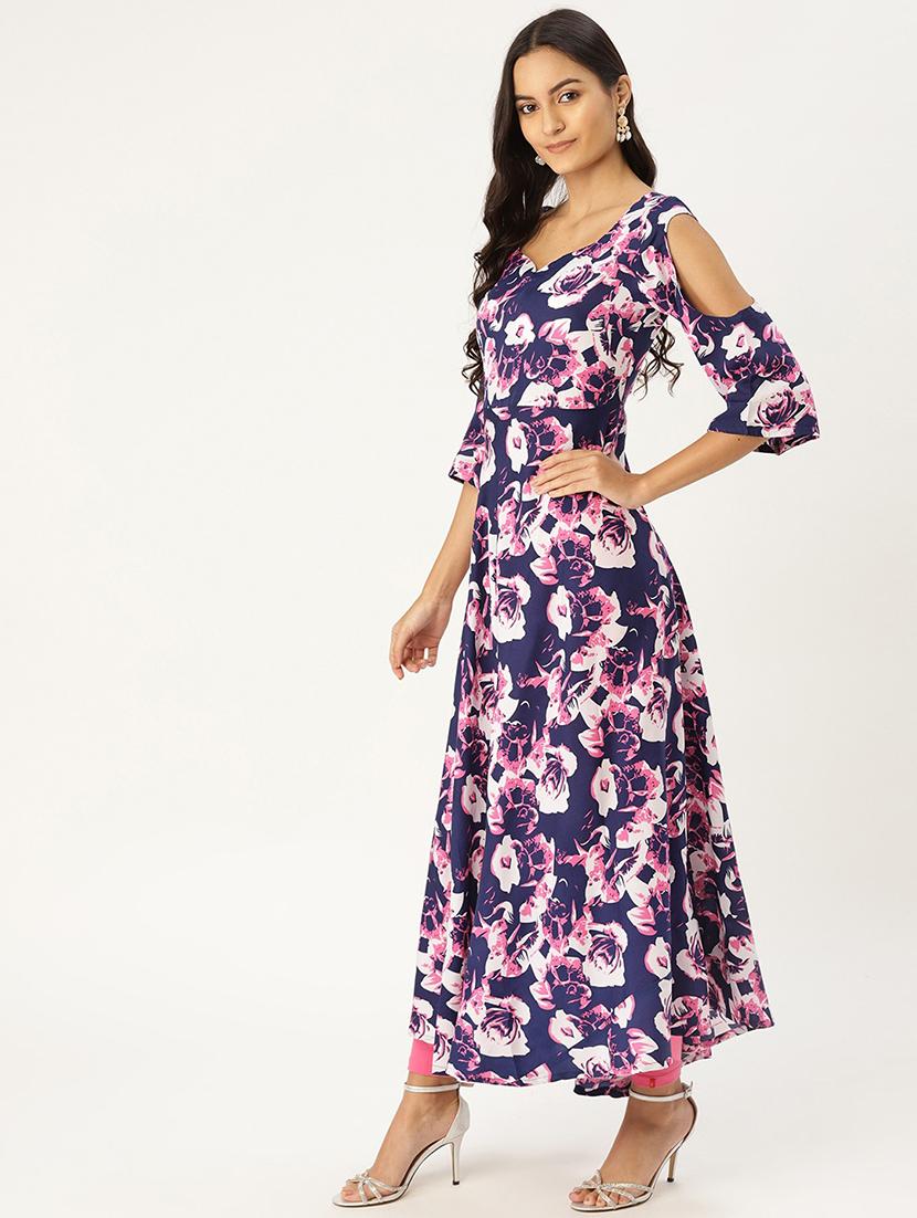 floral flared kurta - 17338844 - Zoom Image - 2