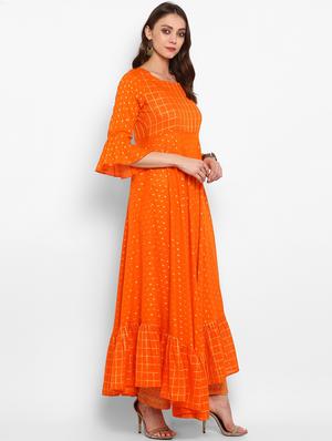 gold print anarkali kurta - 17338845 - Standard Image - 3