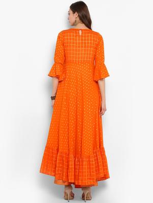 gold print anarkali kurta - 17338845 - Standard Image - 4