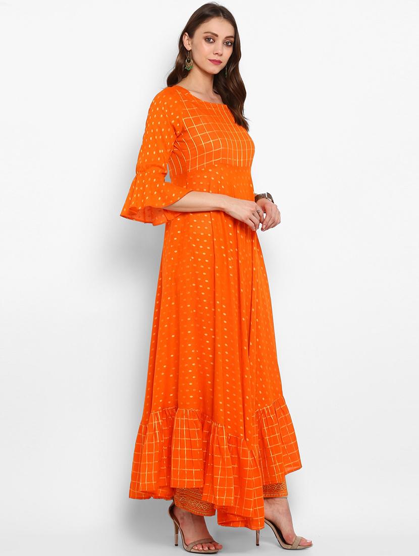 gold print anarkali kurta - 17338845 - Zoom Image - 3