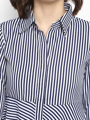 shirt collar striped high low tunic - 17338852 - Standard Image - 5